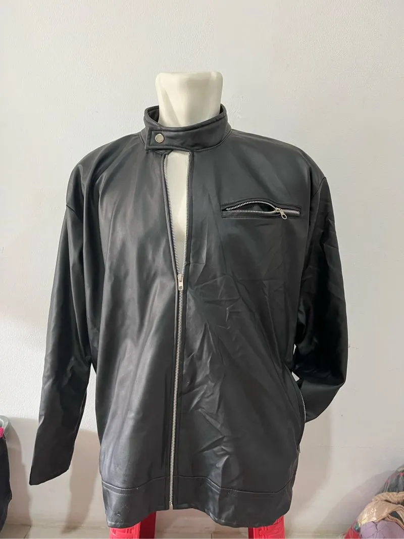 Biker Leather jacket Pria black photo 1