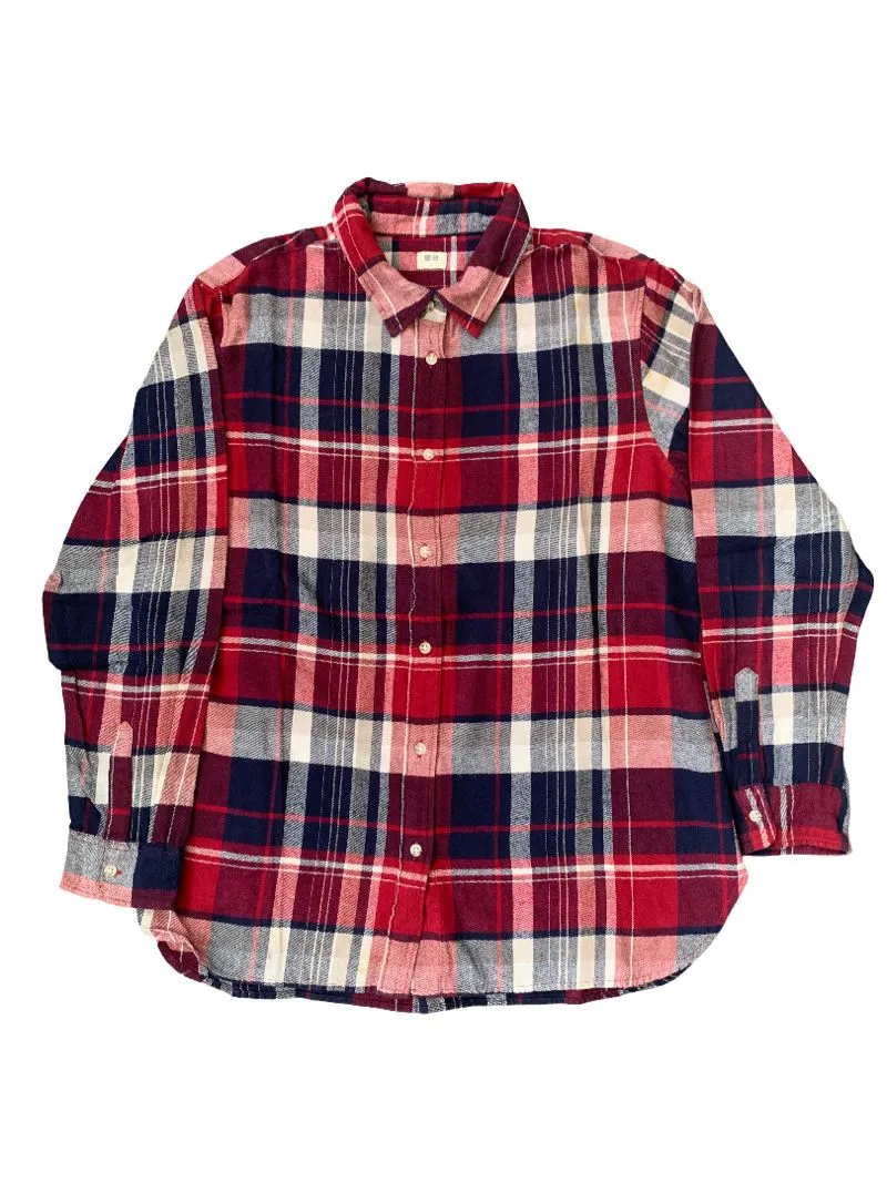 Uniqlo Vintage Casual Casual shirt Pria white red photo 1
