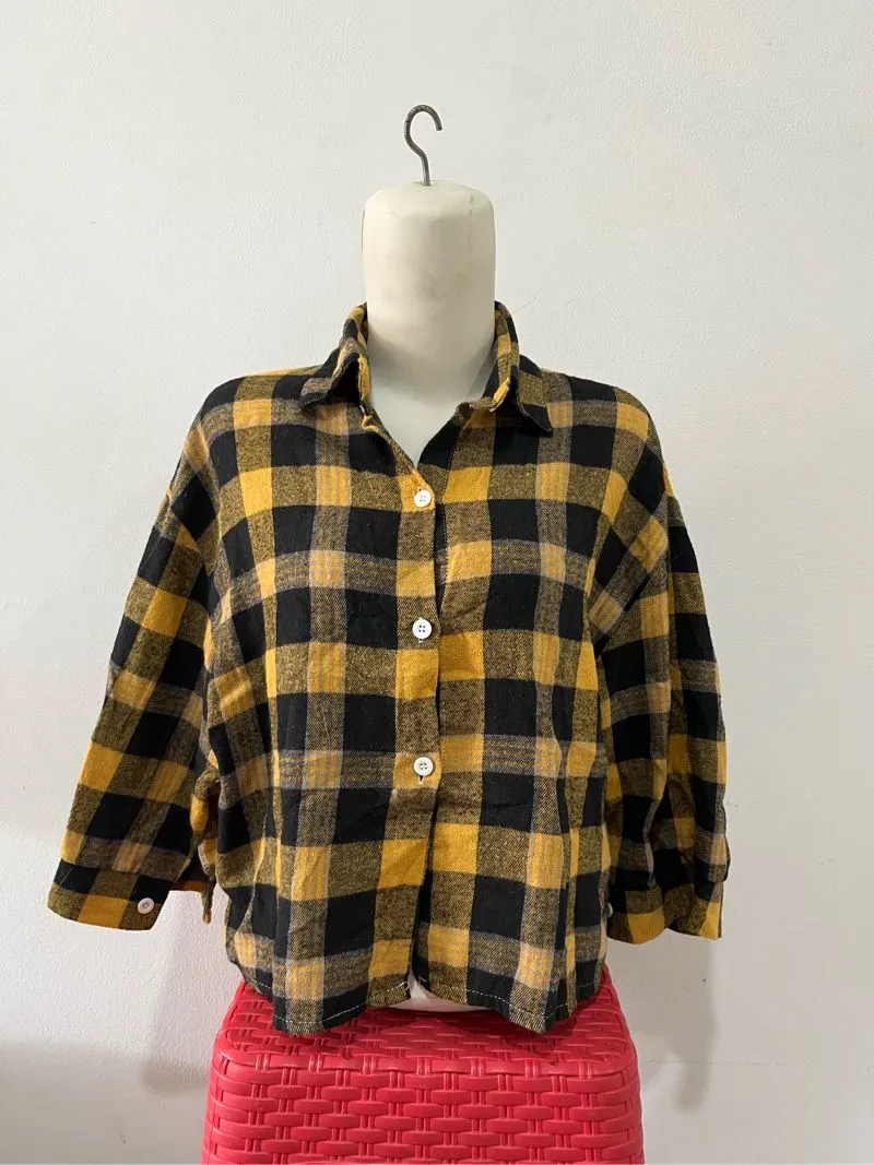 Vintage Y2K Crop top Wanita yellow black photo 1