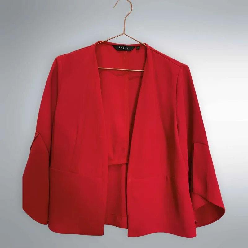 Minimalist Casual Blazer Wanita red photo 1