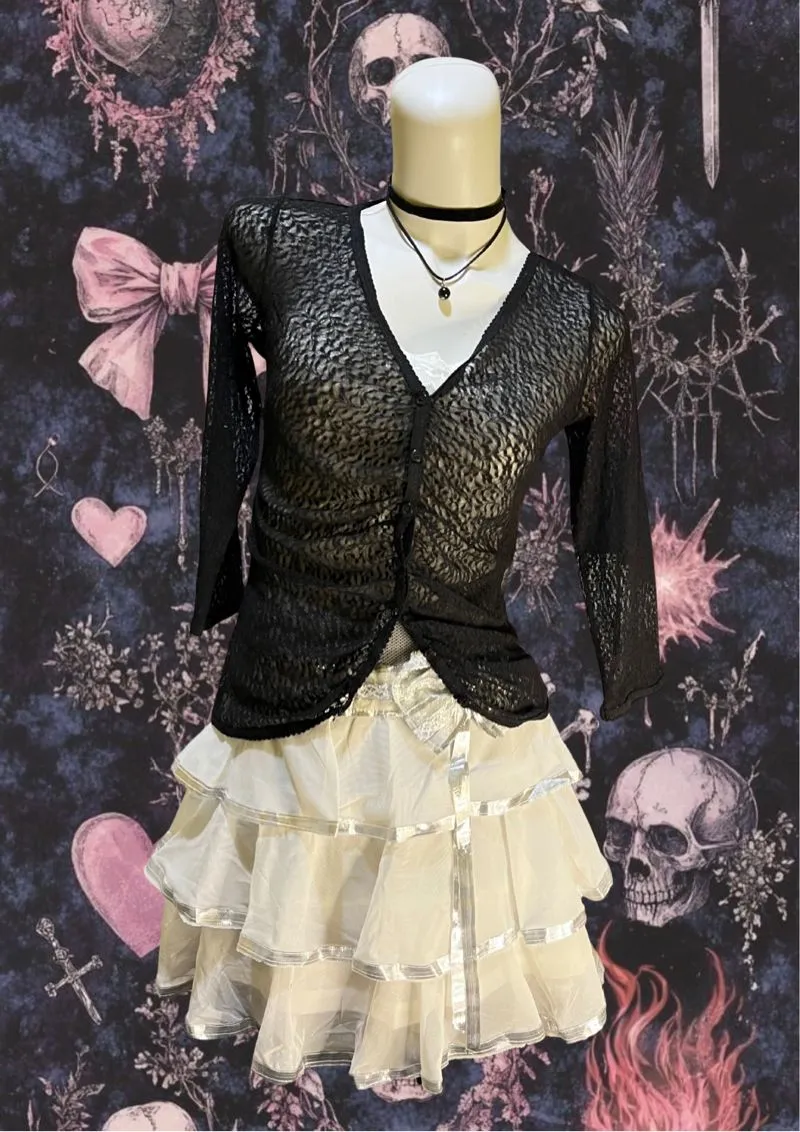 Japanese brand Y2K Coquette Crop top Wanita black photo 1