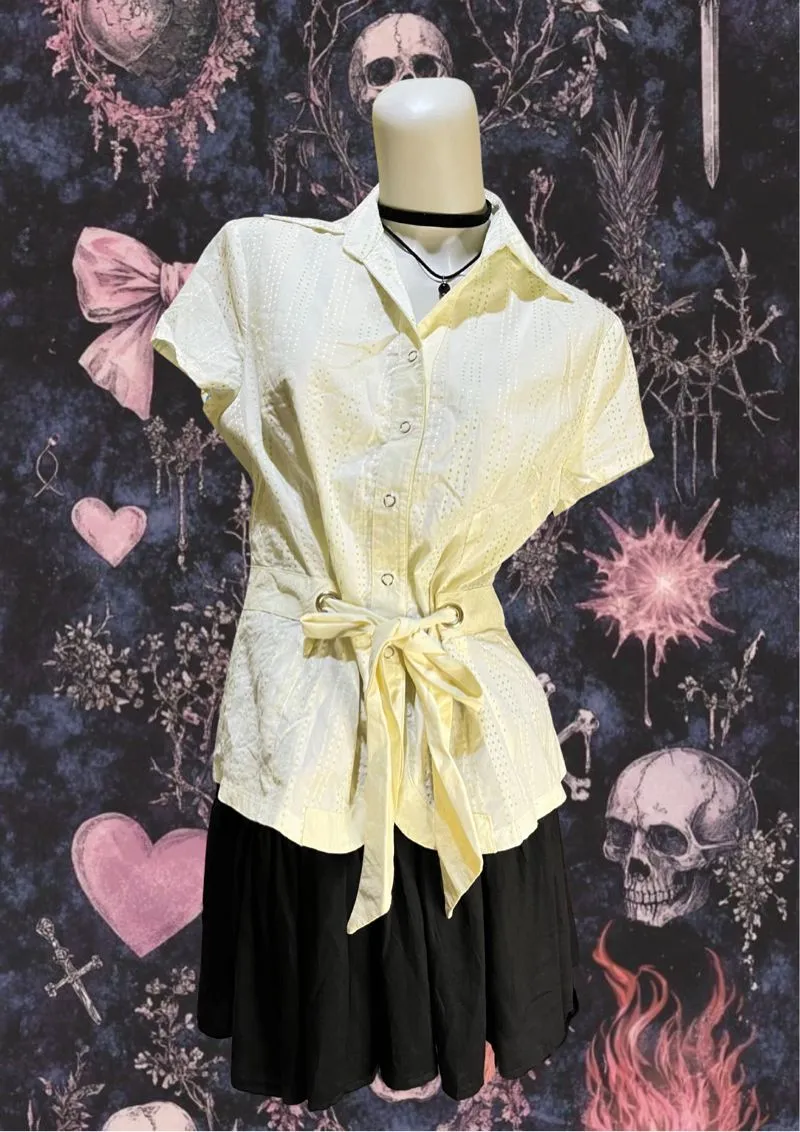 Japanese brand Y2K Coquette Shirt Wanita cream photo 1