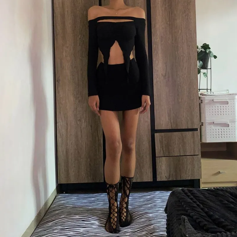 Y2K Crop top Wanita black photo 1