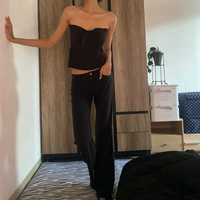Mango Y2K Minimalist Bandeau top Wanita black photo 1