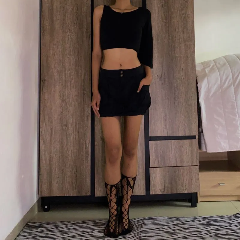 Y2K Mini skirt Wanita black photo 1
