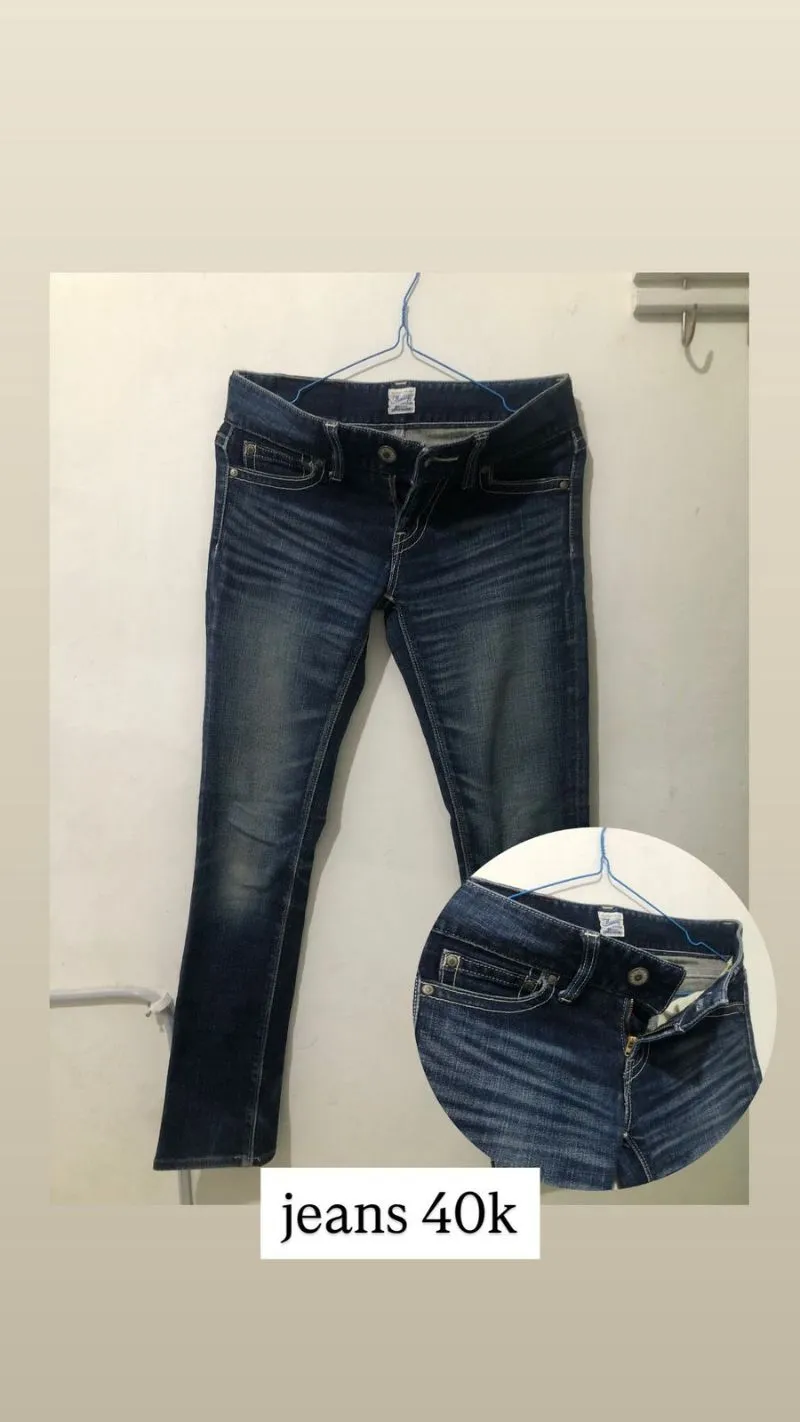 Minimalist Casual Skinny jeans Wanita navy photo 1