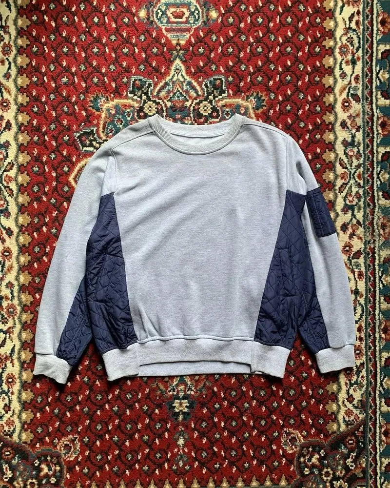 Streetwear Casual Sweatshirt Pria navy gray photo 1