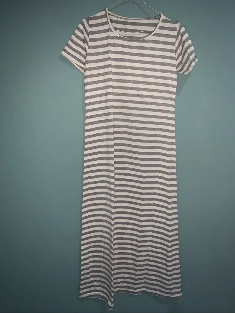 Casual Bodycon dress Wanita white gray photo 1