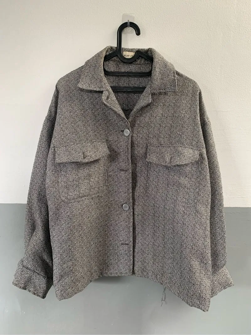 Minimalist Trench coat Wanita gray photo 1