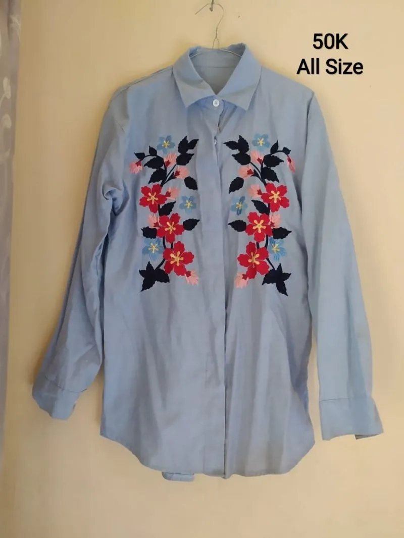 Casual Blouse Wanita blue photo 1