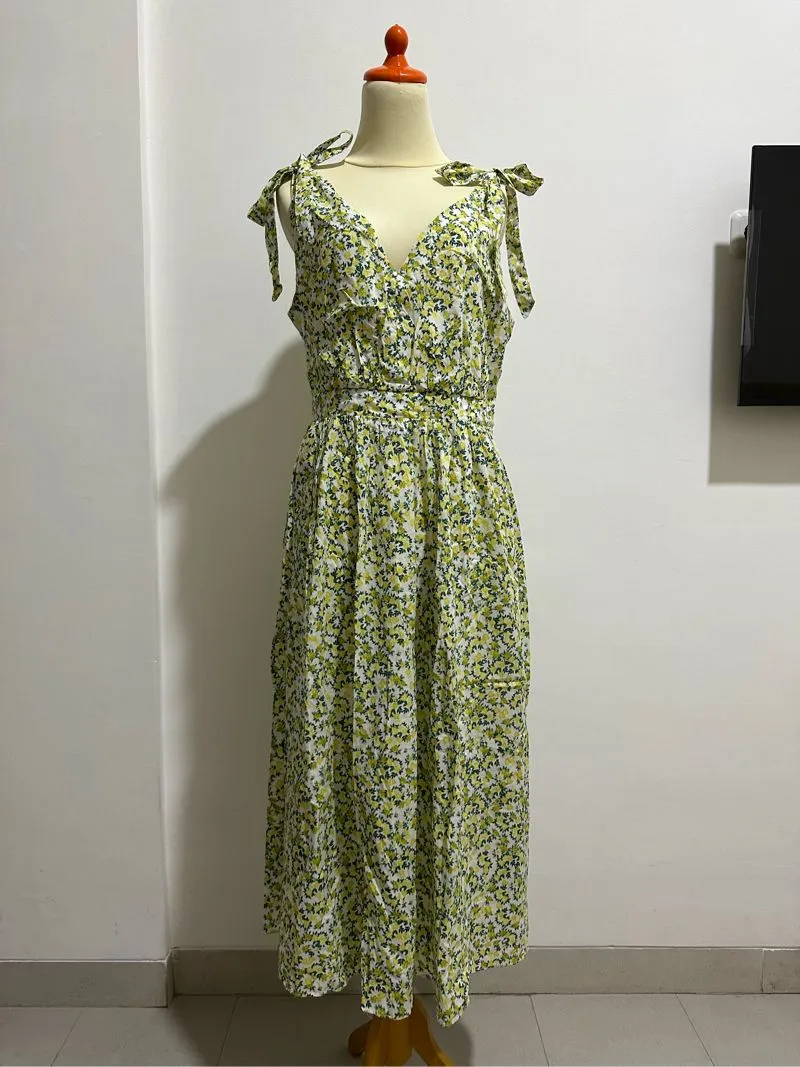 Calvin Klein Fairy Coquette Maxi dress Wanita green yellow photo 1