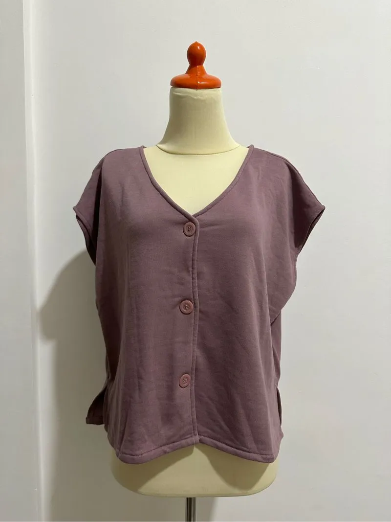 Vintage Casual Blouse Wanita purple pink photo 1