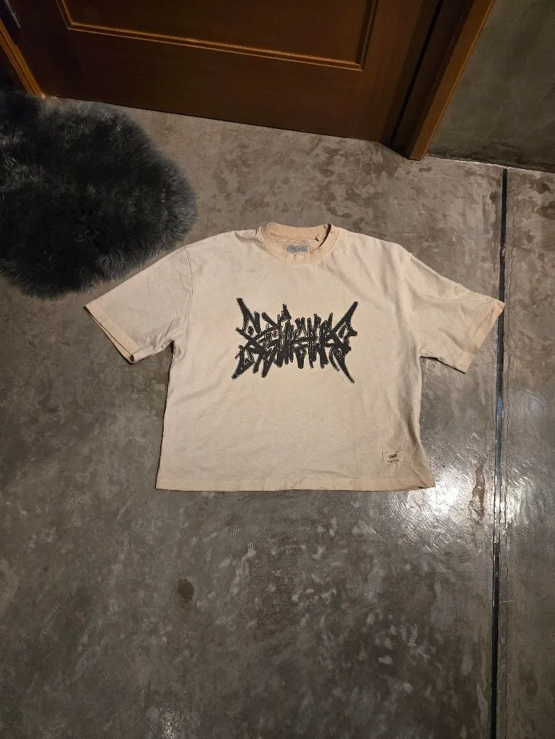 Pull & Bear Streetwear Y2K T-shirt Pria cream black photo 1