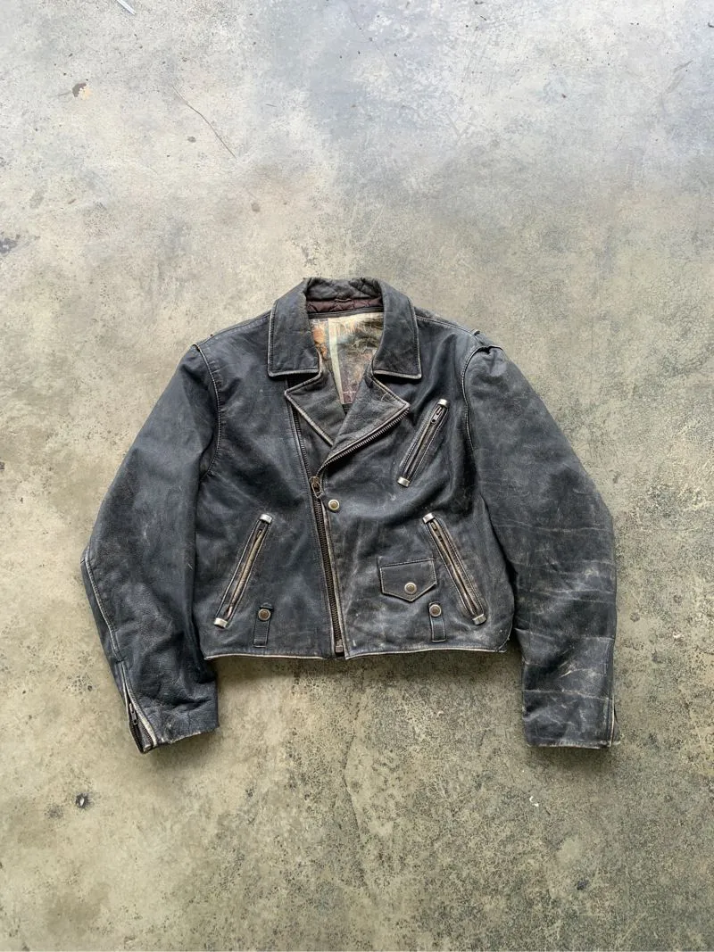 Made in USA Vintage Biker Leather jacket Pria black photo 1