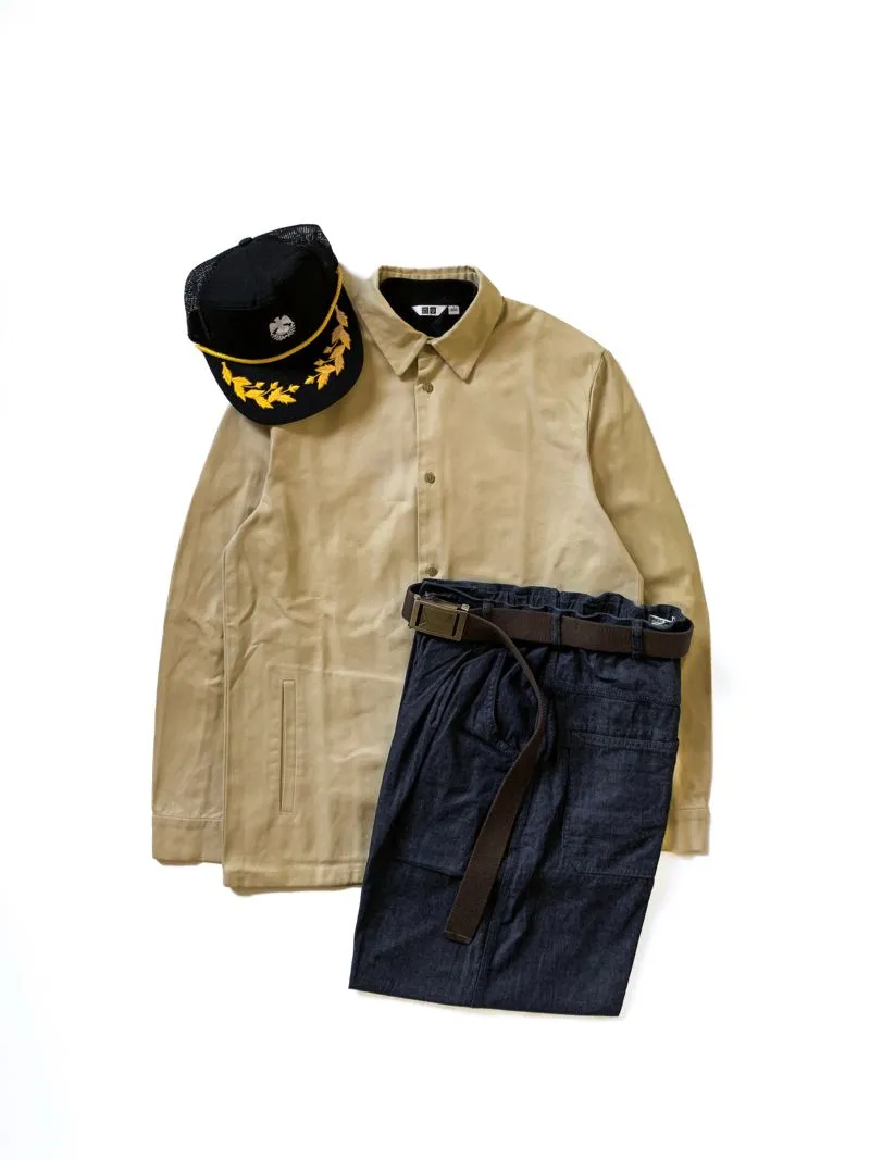 COMME CA ISM Y2K Casual Denim jacket Pria khaki cream photo 1