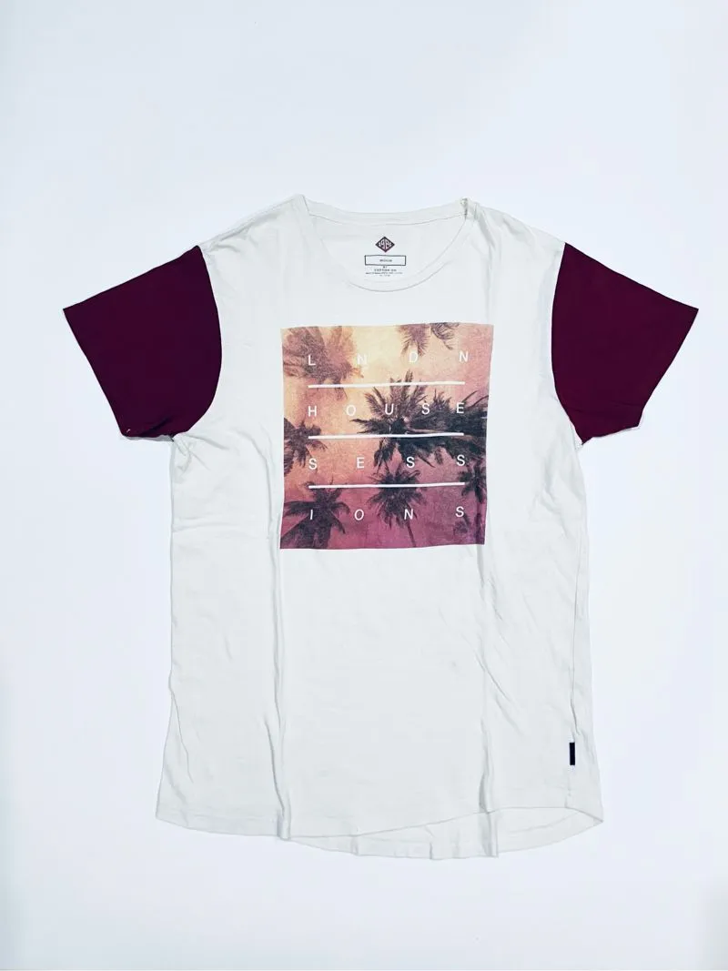 Cotton On Vintage Casual T-shirt Pria burgundy white photo 1