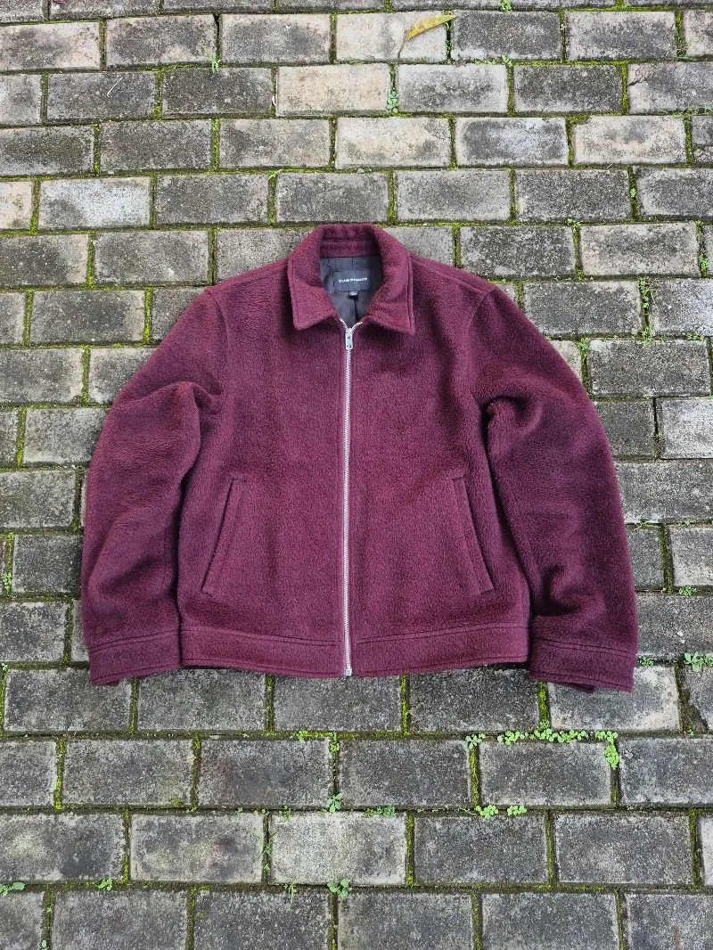 Club Monaco Streetwear Luxury Harrington jacket Pria burgundy