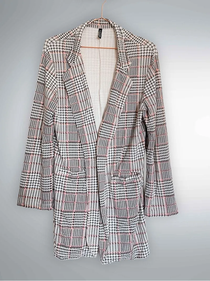 Minimalist Casual Blazer Wanita pink black photo 1