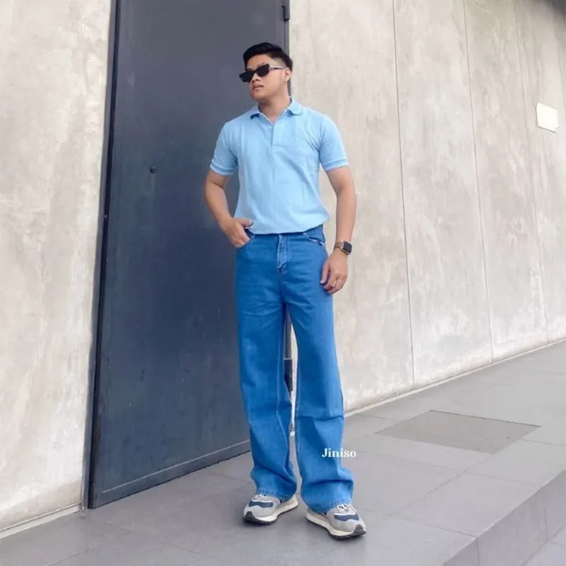 Jiniso Vintage Streetwear Jeans Pria blue photo 1