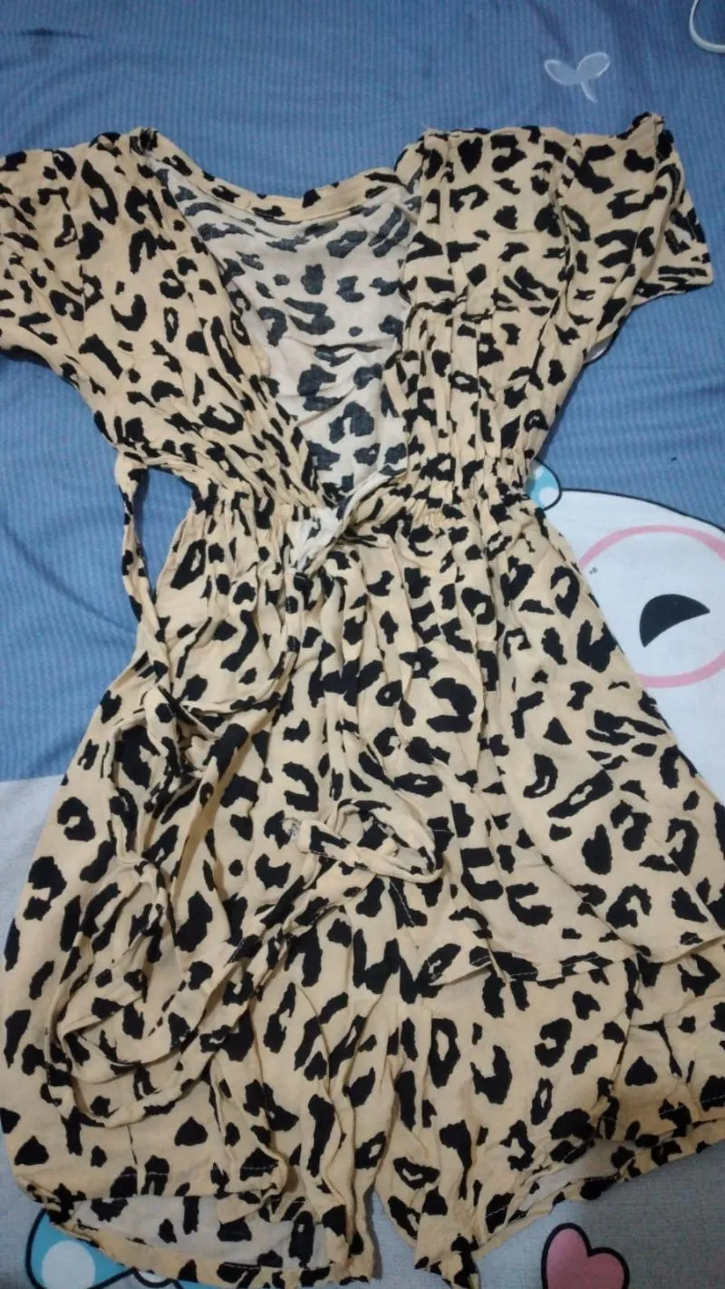 Vintage Casual Babydoll dress Wanita brown photo 1