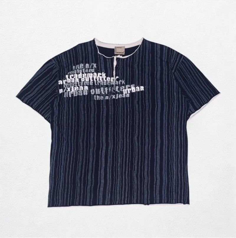 Y2K Casual T-shirt Pria navy black photo 1