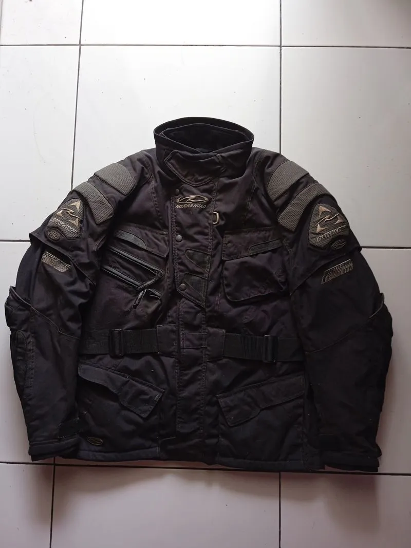 ROUGH & ROAD Biker Casual Bomber jacket Pria black gray photo 1