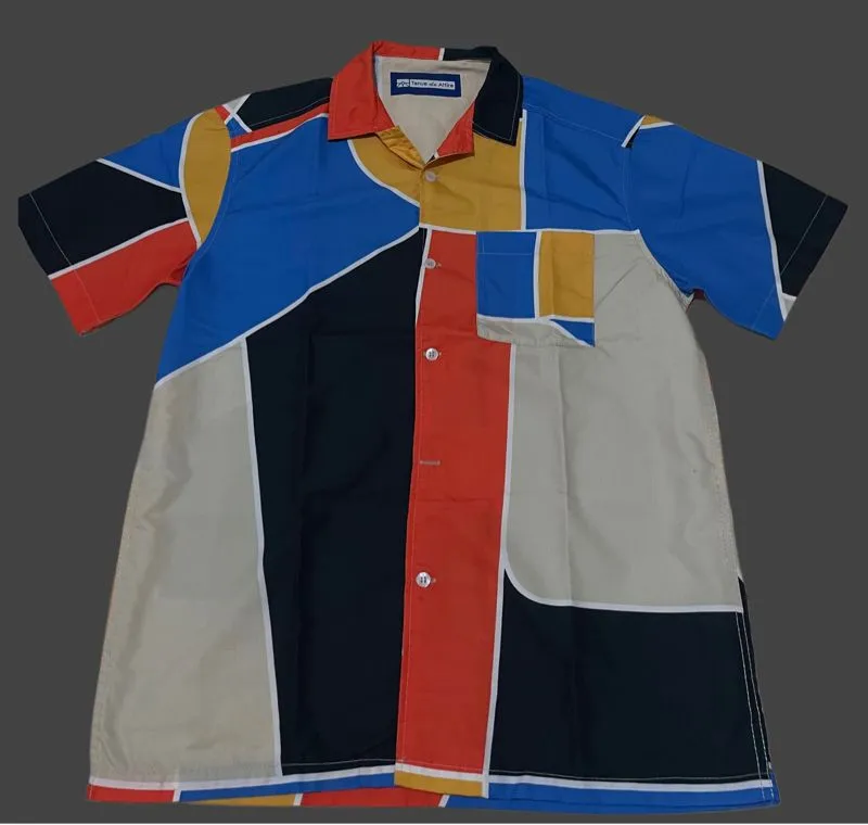 Skater Casual shirt Pria orange blue photo 1