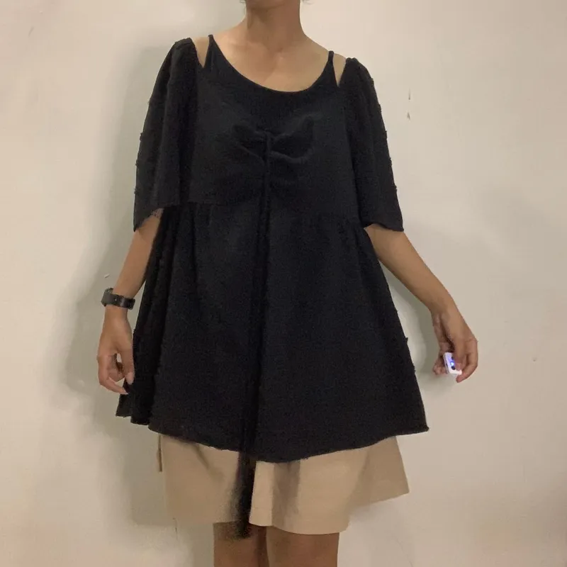 Shein Goth Blouse Wanita black photo 1