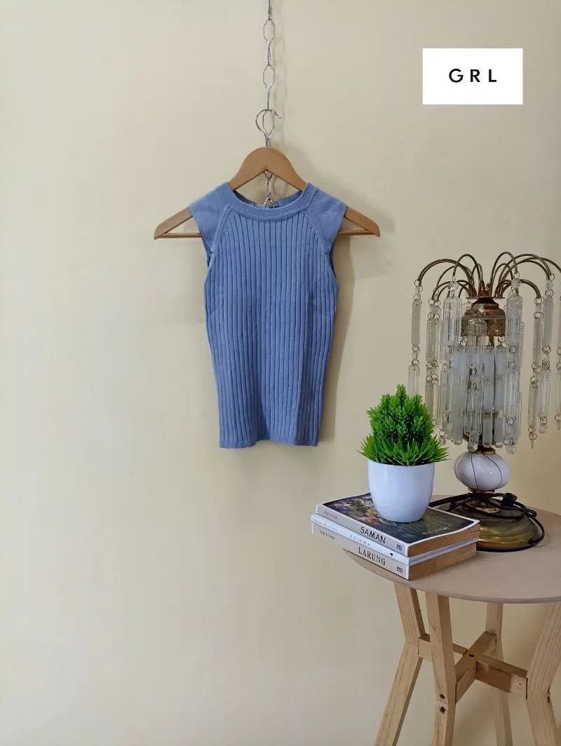 Japanese brand Lolita Minimalist Crop top Wanita blue photo 1