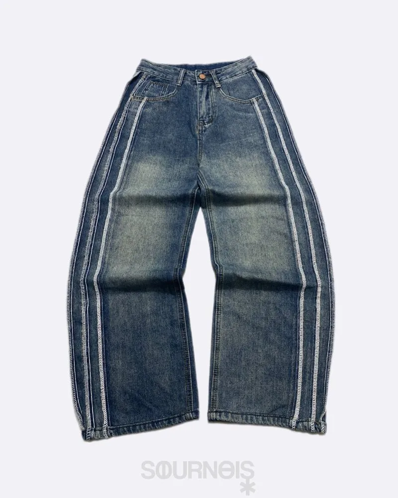 Vintage Streetwear Jeans Pria white blue photo 1