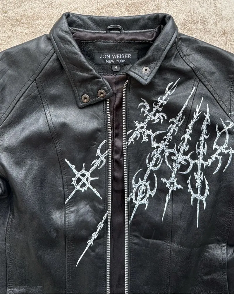 Grunge Goth Leather jacket Wanita black photo 1