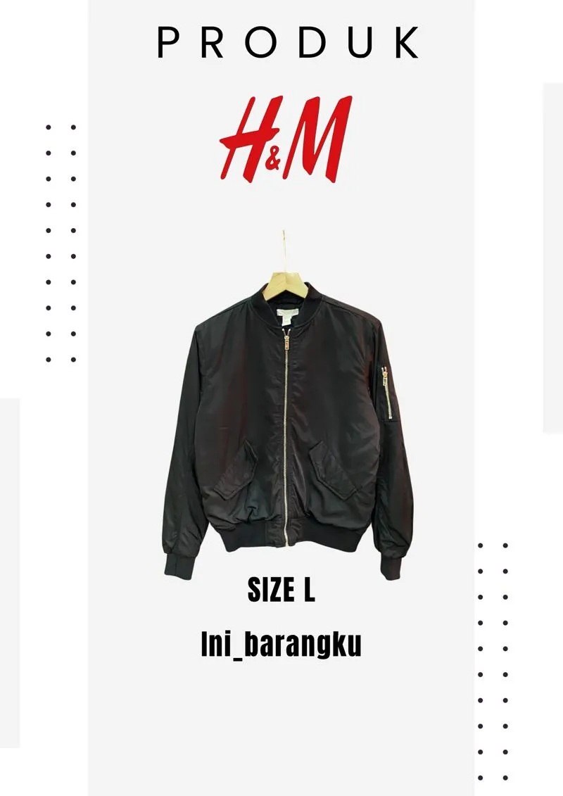 H&M Streetwear Casual Bomber jacket Pria black photo 1