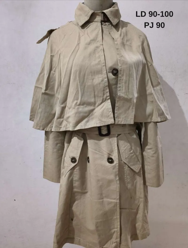 Vintage Casual Trench coat Wanita cream photo 1