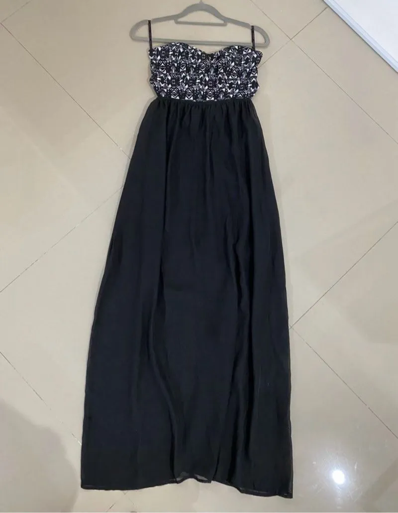 Casual Maxi dress Wanita white black photo 1