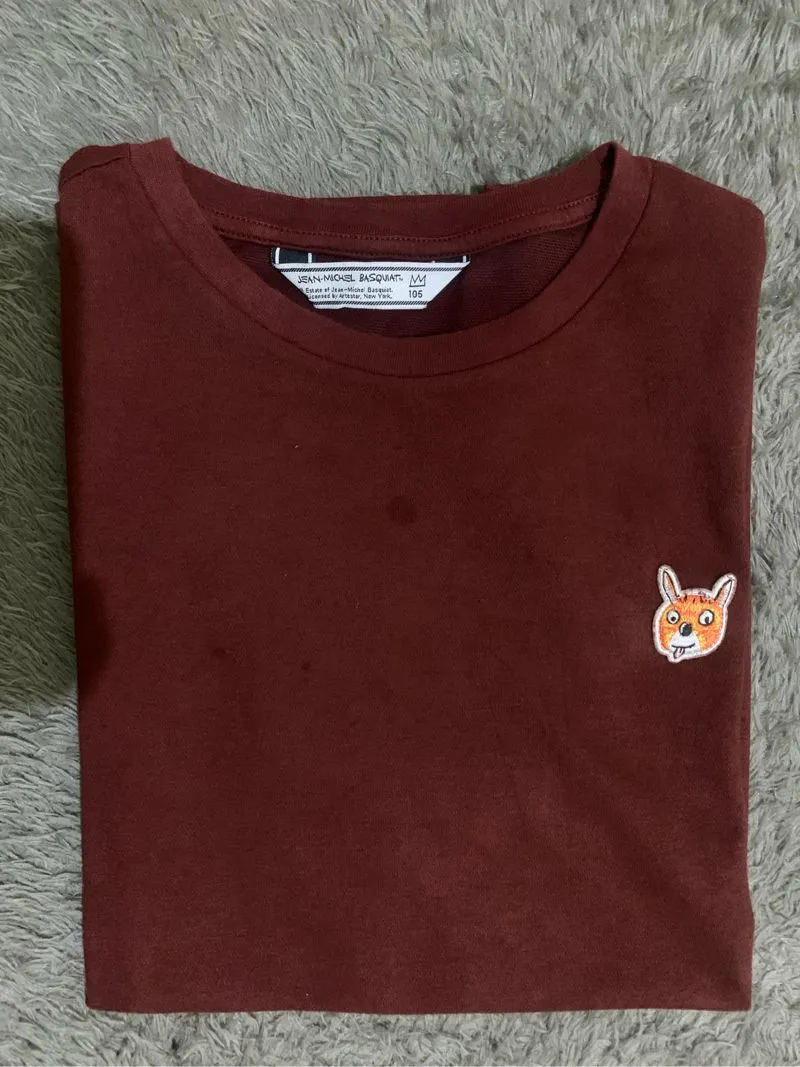 Jean-Michel Basquiat Casual T-shirt Pria burgundy photo 1