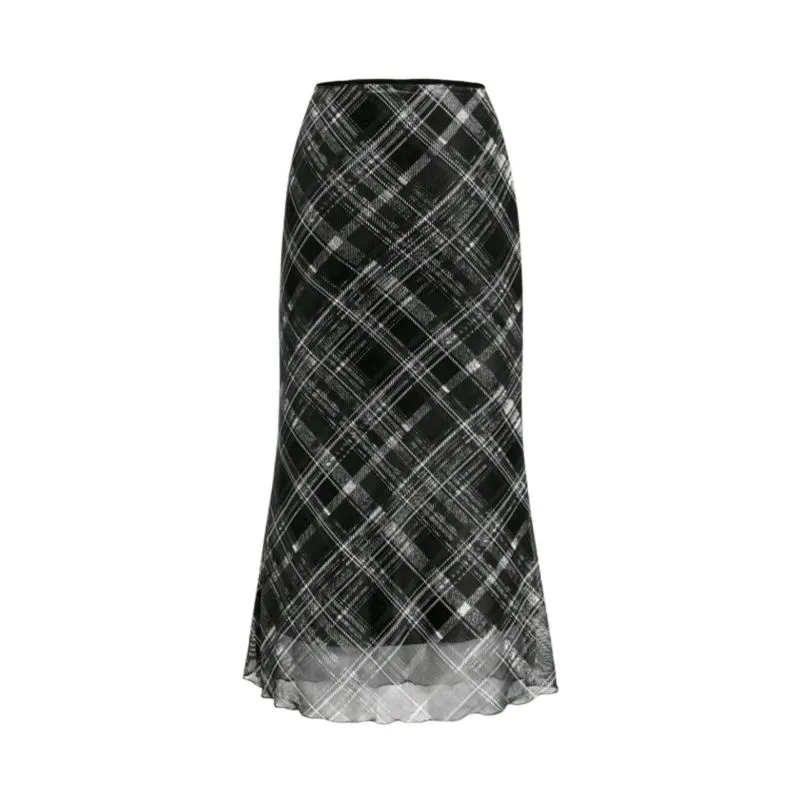 Shein Vintage Y2K Skirt Wanita white black photo 1