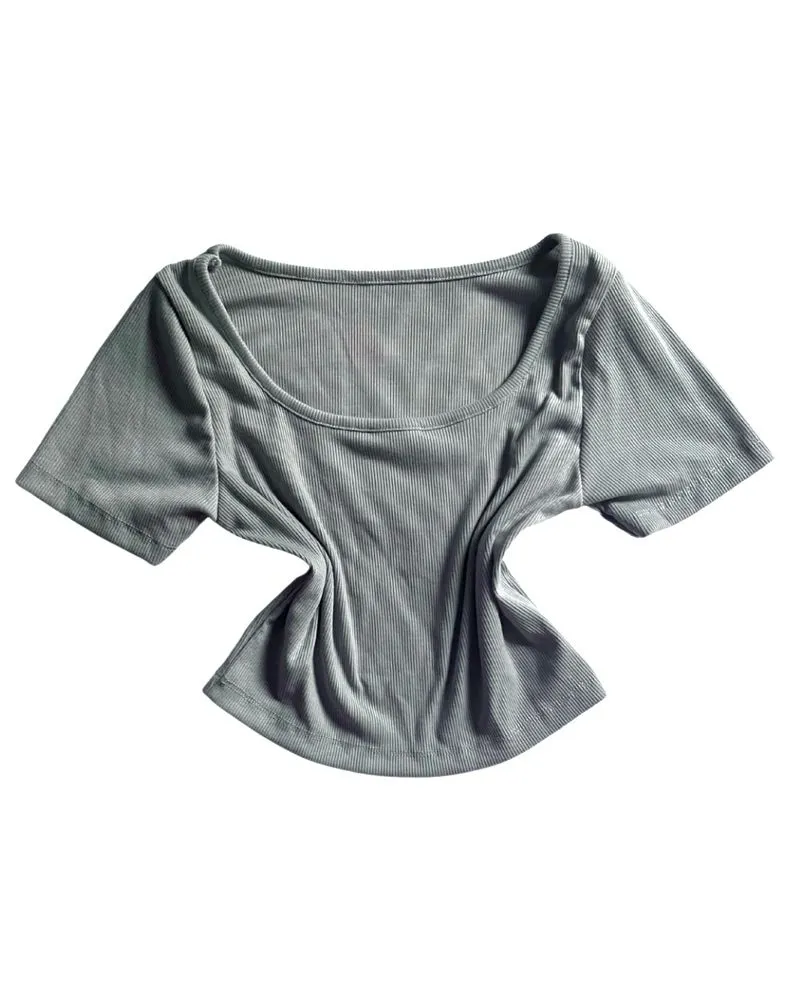 Minimalist Casual Crop top Wanita green photo 1