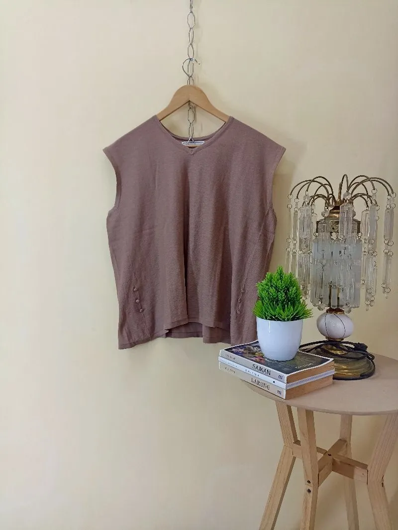 Japanese brand Luxury Minimalist Blouse Wanita tan photo 1