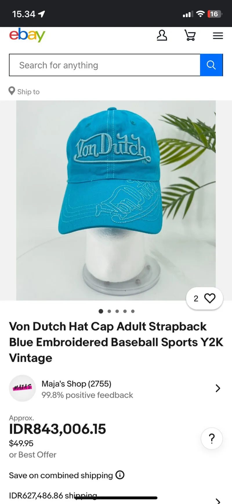 Von Dutch Vintage Y2K Hat Pria blue photo 1