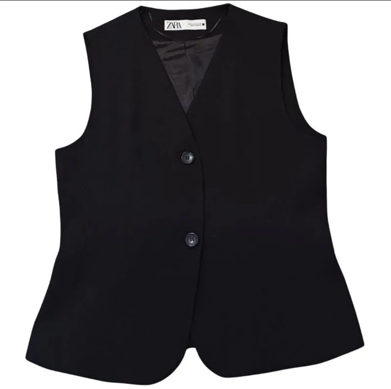 Zara Minimalist Vest Wanita black photo 1