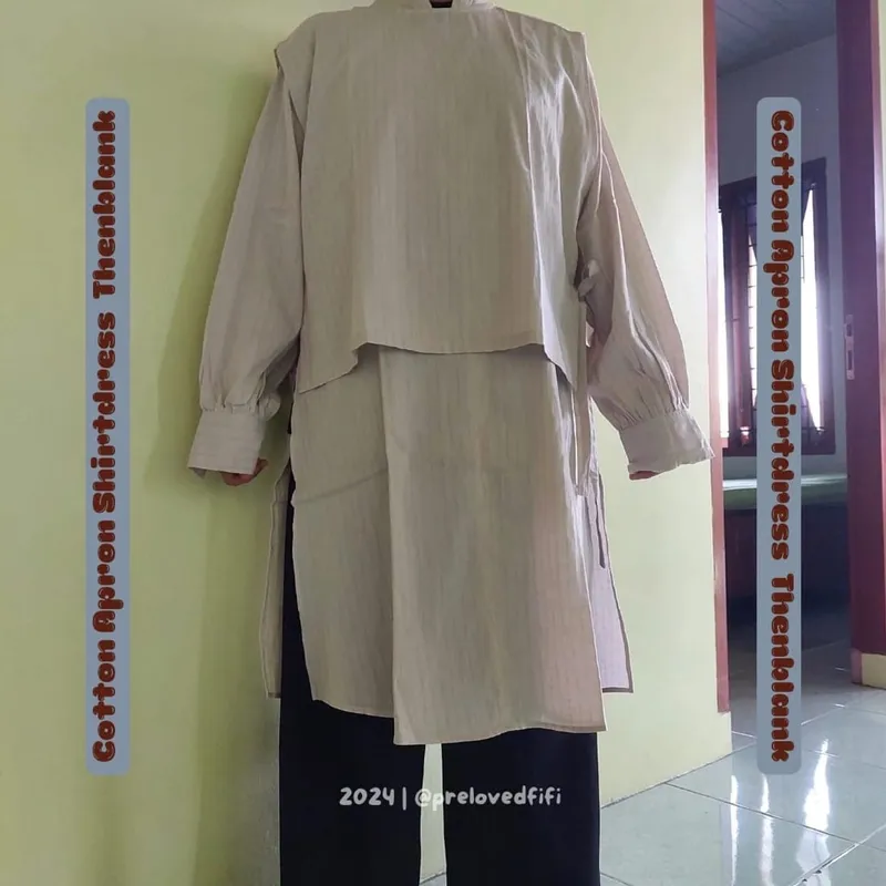 THENBLANK Minimalist Muslim Shirt dress Wanita tan photo 1