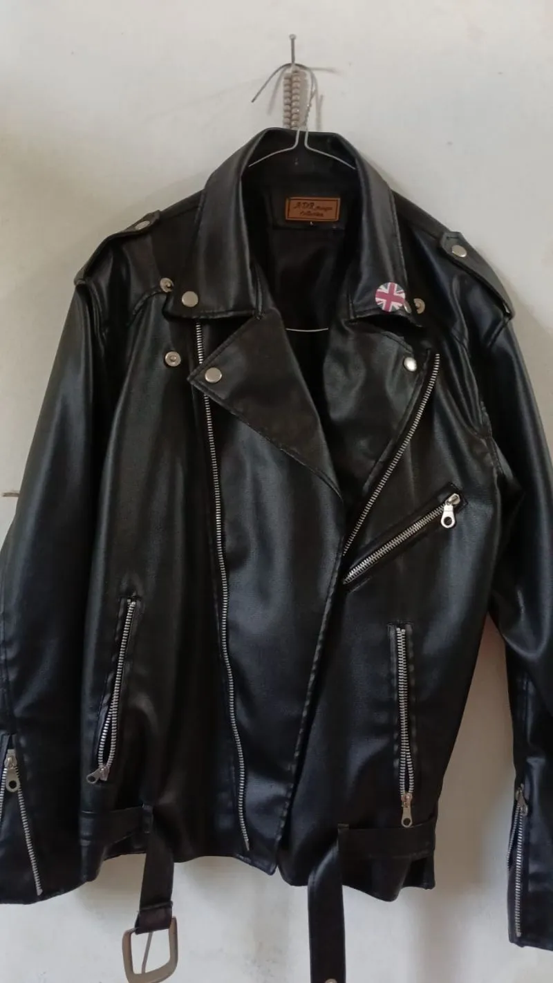 Vintage Biker Leather jacket Pria black photo 1