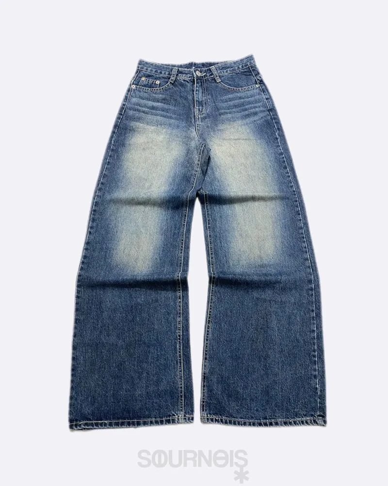 Japanese brand Vintage Streetwear Jeans Pria white blue photo 1