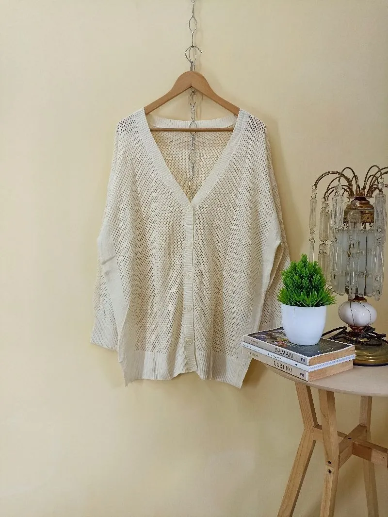 Japanese brand Vintage Luxury Cardigan Wanita white photo 1