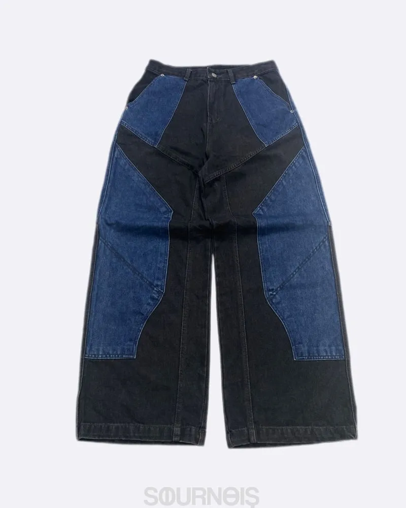 Japanese brand Streetwear Reworked Jeans Pria navy black photo 1