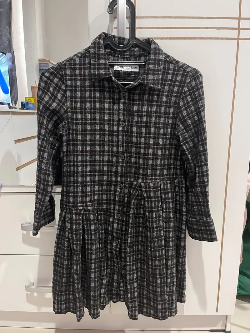 ZARA Minimalist Shirt dress Wanita black gray photo 1