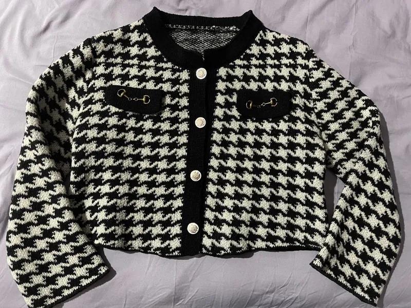 Casual Blazer Wanita white black photo 1