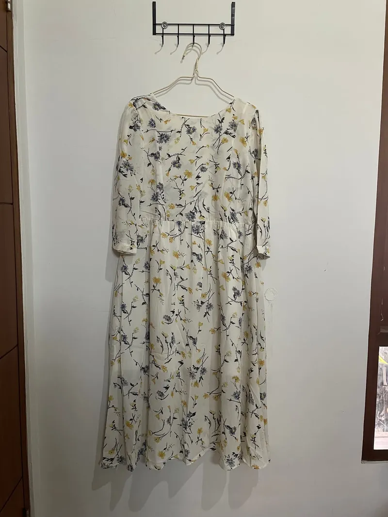 Casual Midi dress Wanita white cream photo 1