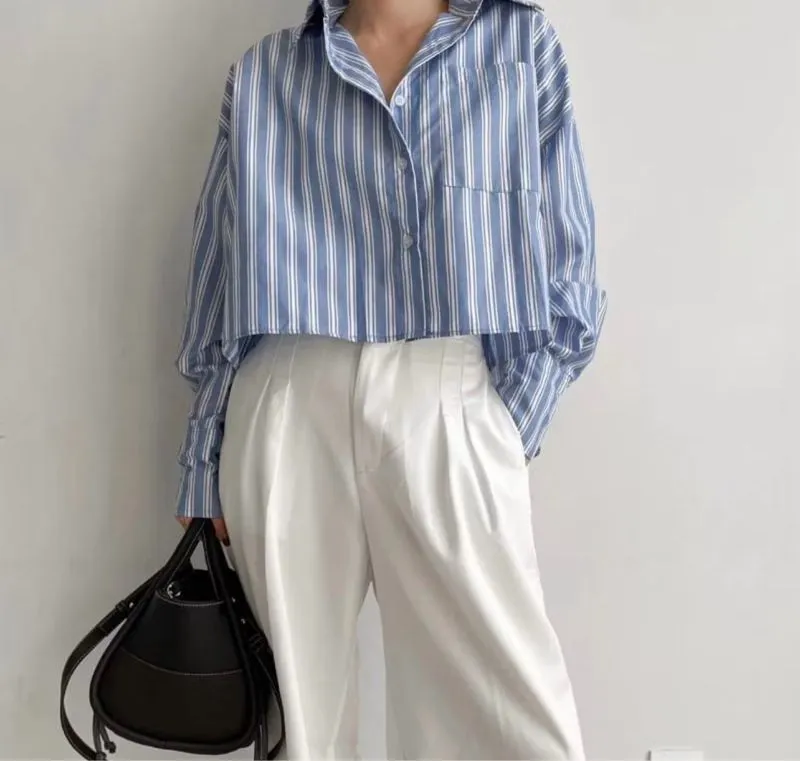 Casual Crop top Wanita blue photo 1