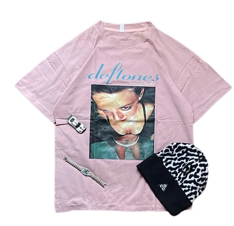 Japanese brand Grunge Indie T-shirt Pria pink photo 1